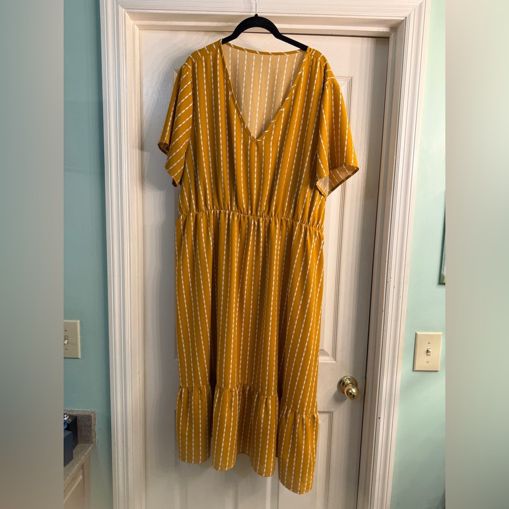 SHEIN Mustard Striped Maxi Dress